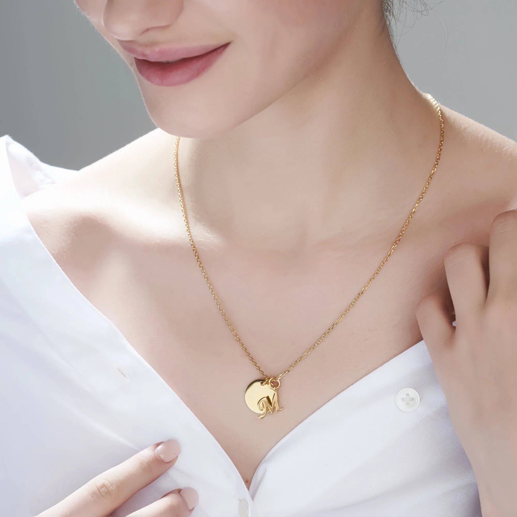 Mysha Personalized Eternal Name Disc and Initial Pendant