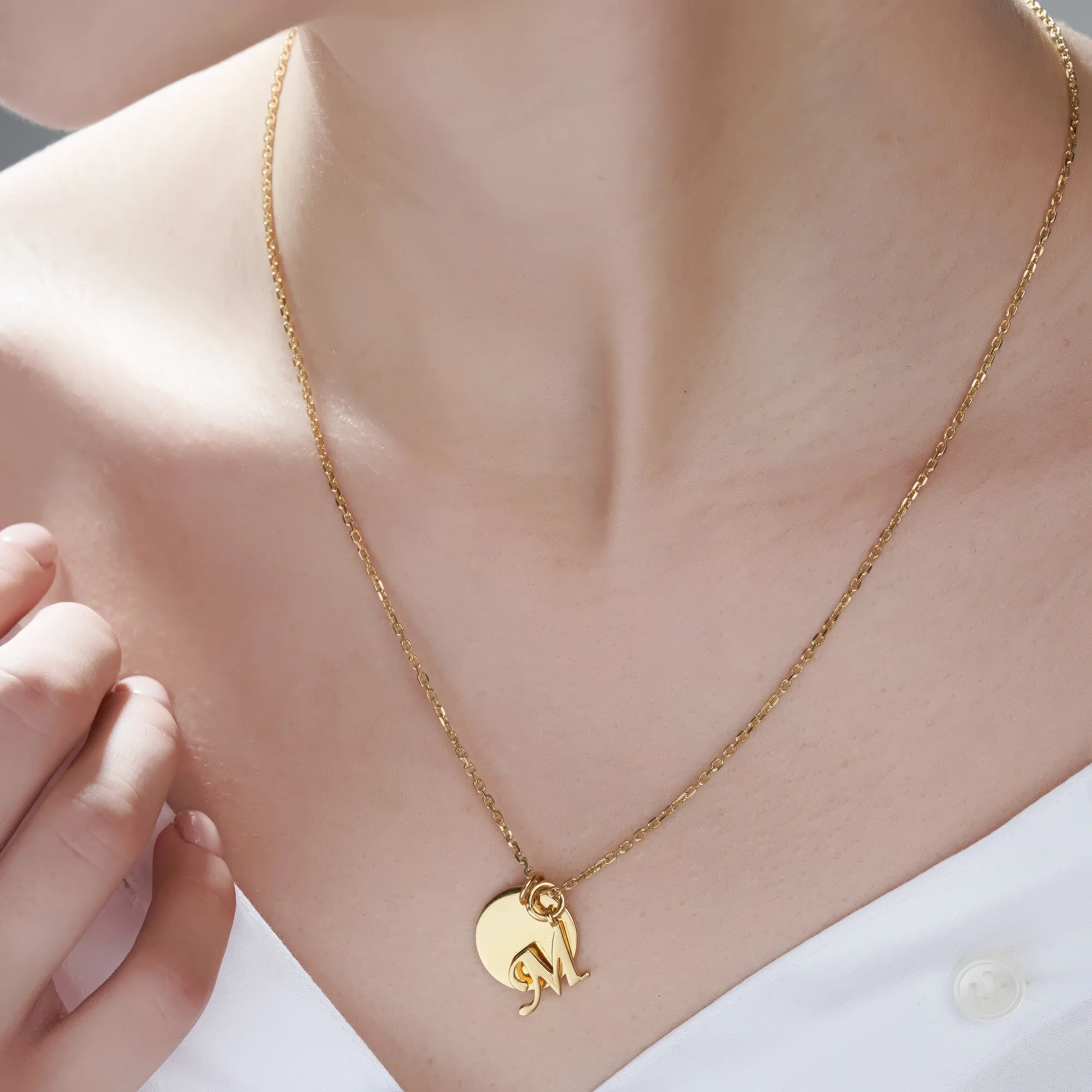 Mysha Personalized Eternal Name Disc and Initial Pendant