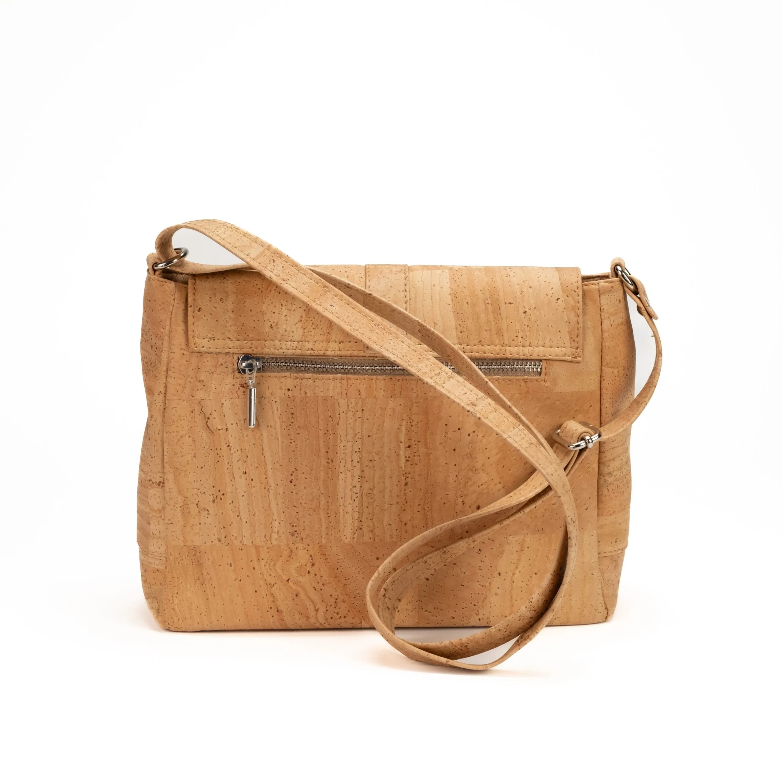 Natural Cork Crossbody Bag with Brown Detail