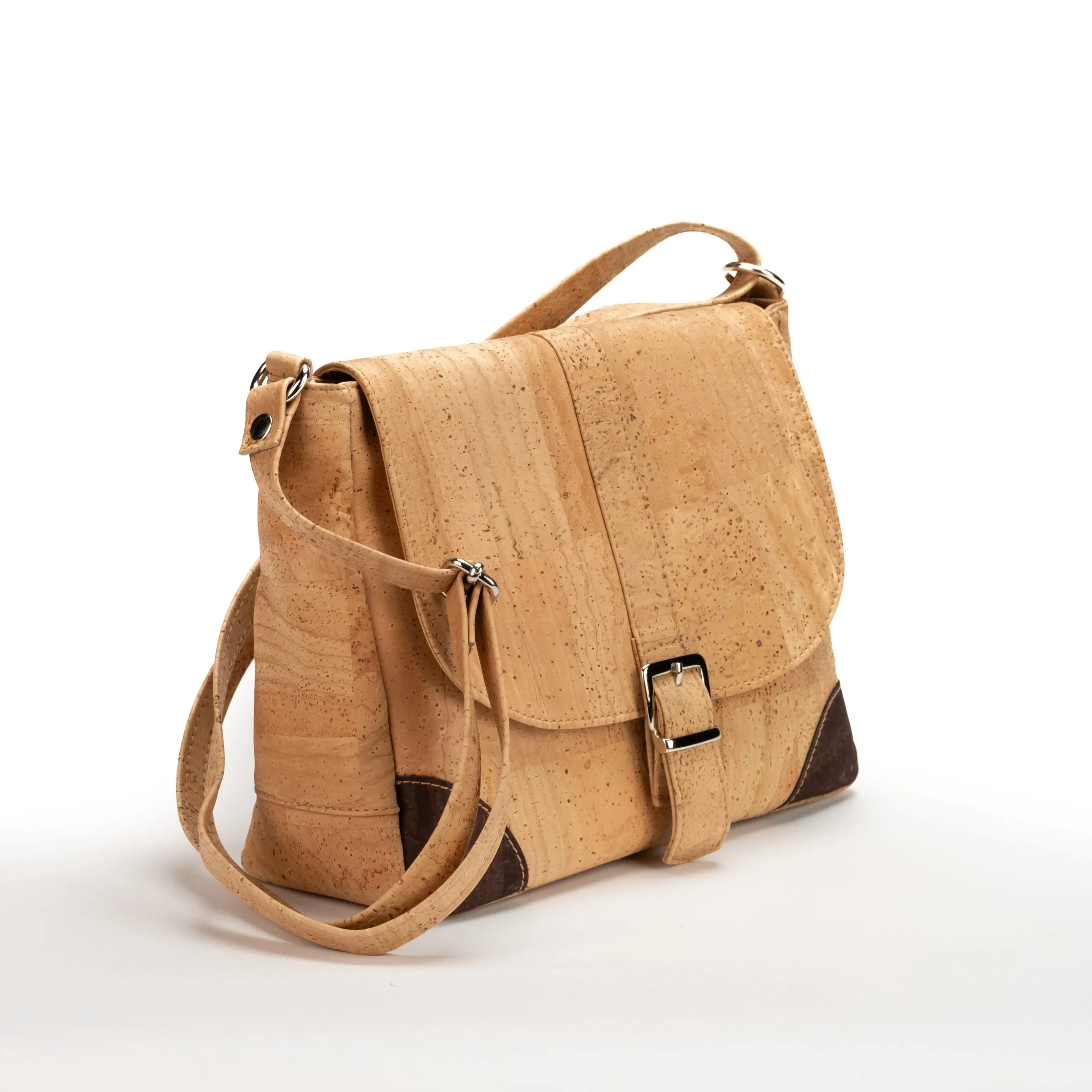 Natural Cork Crossbody Bag with Brown Detail