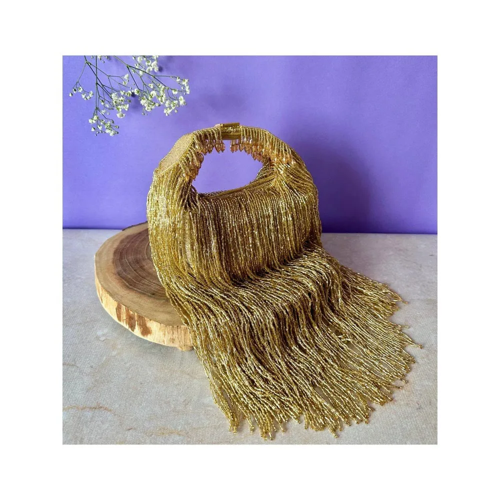Nayaab by Sonia Gold Tassel Sailor Clutch for Women