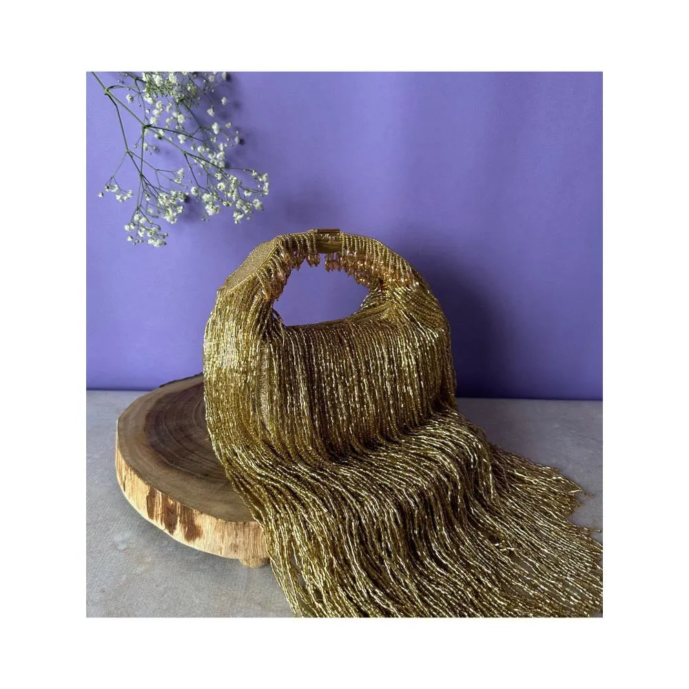 Nayaab by Sonia Gold Tassel Sailor Clutch for Women