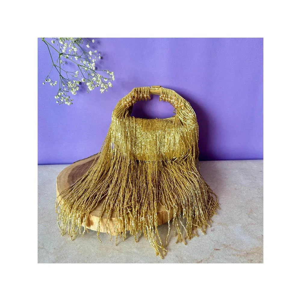 Nayaab by Sonia Gold Tassel Sailor Clutch for Women