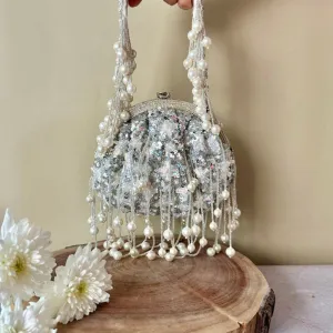 Nayaab by Sonia Silver Sequin Enchantment Clutch