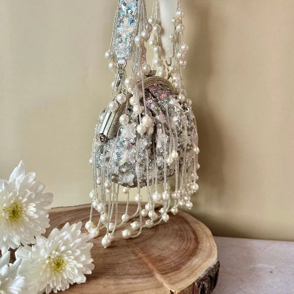 Nayaab by Sonia Silver Sequin Enchantment Clutch