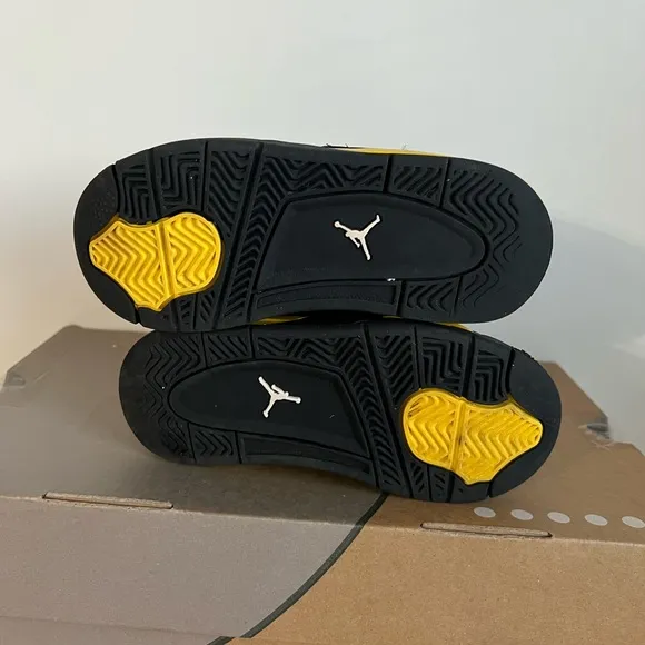 Nike Air Jordan 4 Retro Thunder Black Yellow Toddler Sneakers - Size 10 C