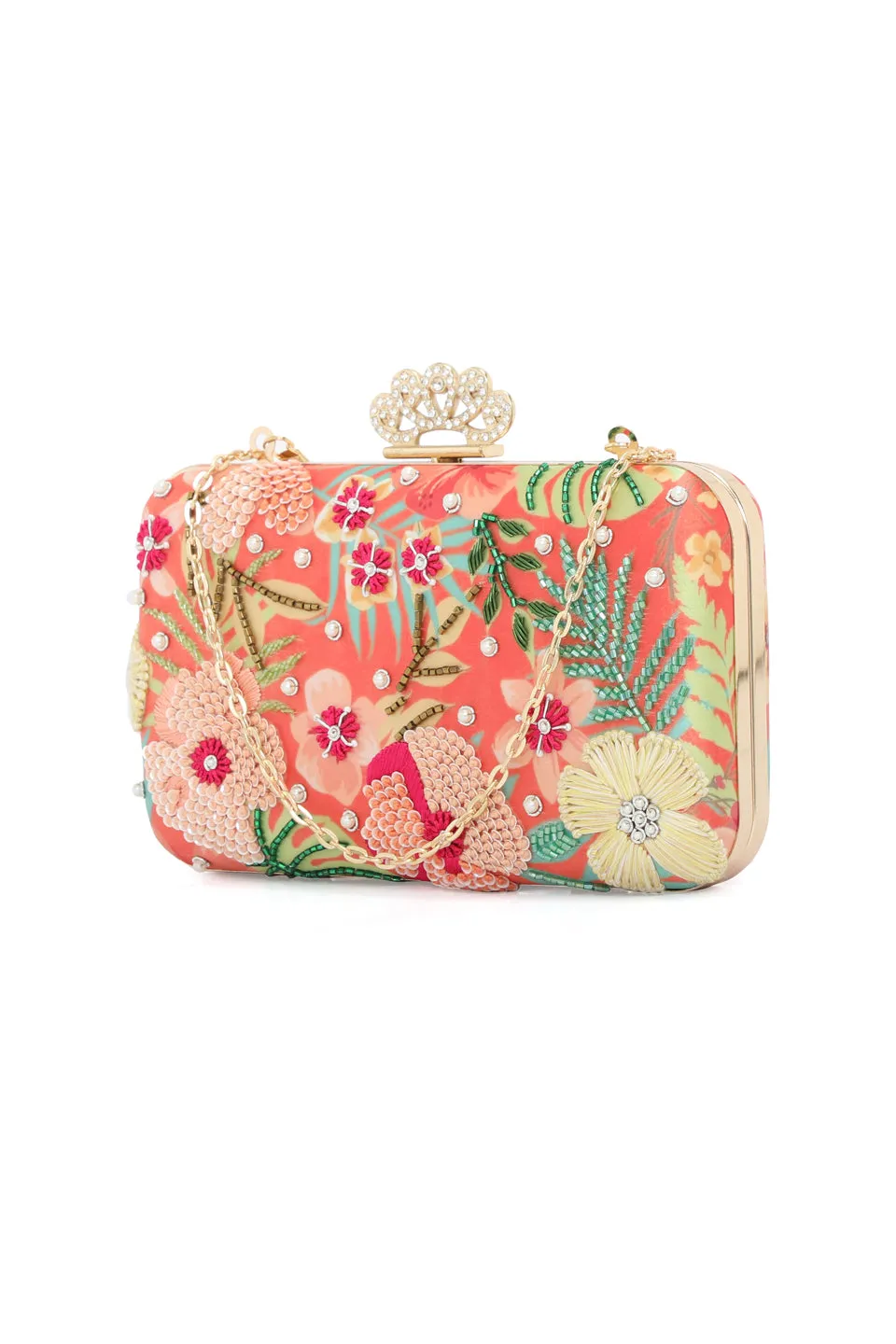 NR By Nidhi Rathi Embroidered Beads Detail Box Clutch