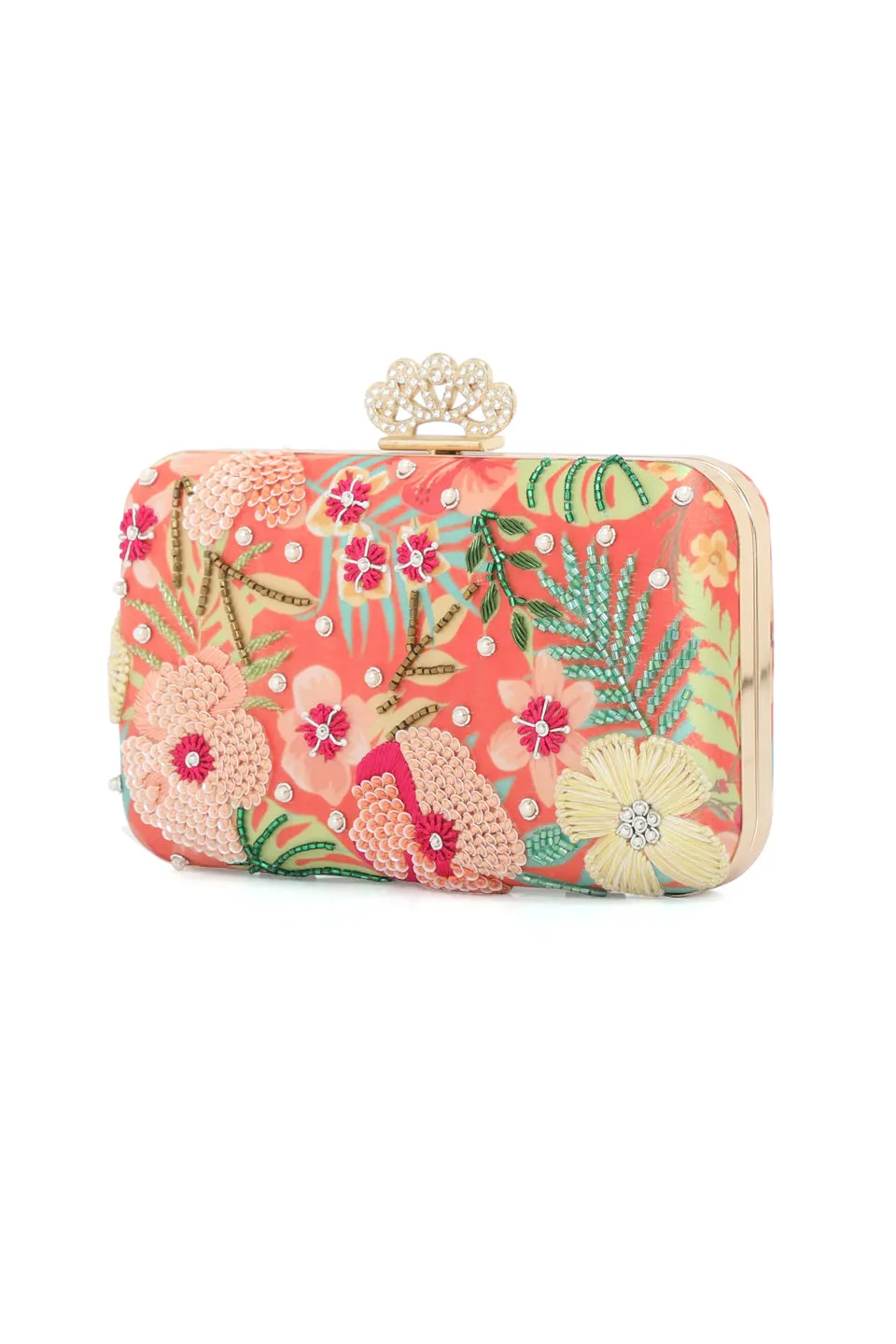 NR By Nidhi Rathi Embroidered Beads Detail Box Clutch