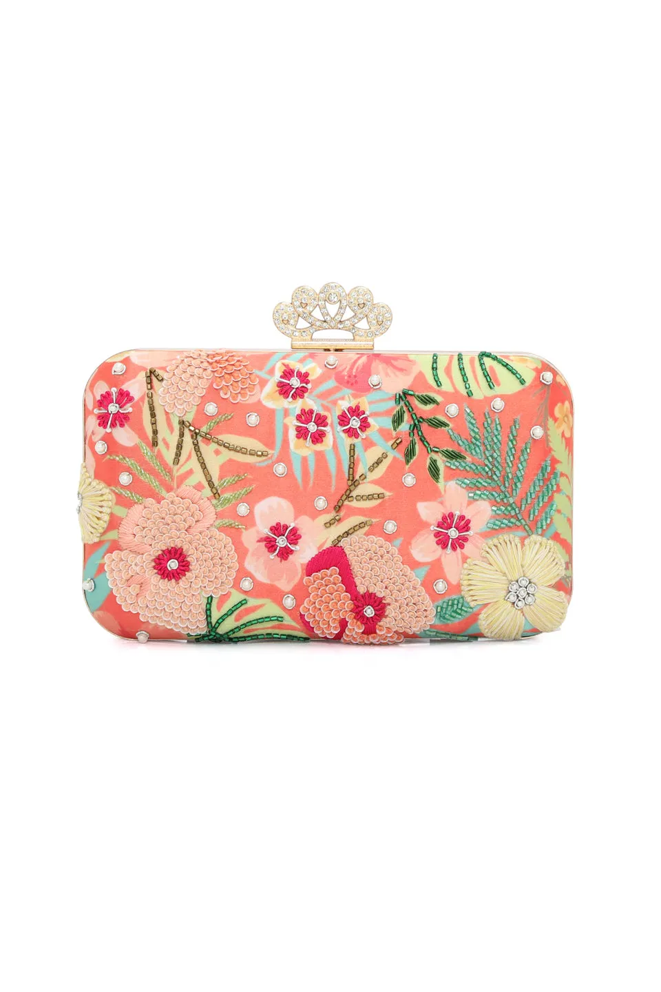 NR By Nidhi Rathi Embroidered Beads Detail Box Clutch
