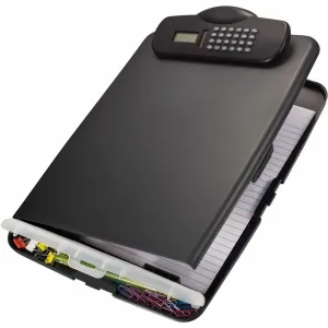 Officemate Clipboard Storage Box w/ Calculator,10"x14-1/2",Charcoal