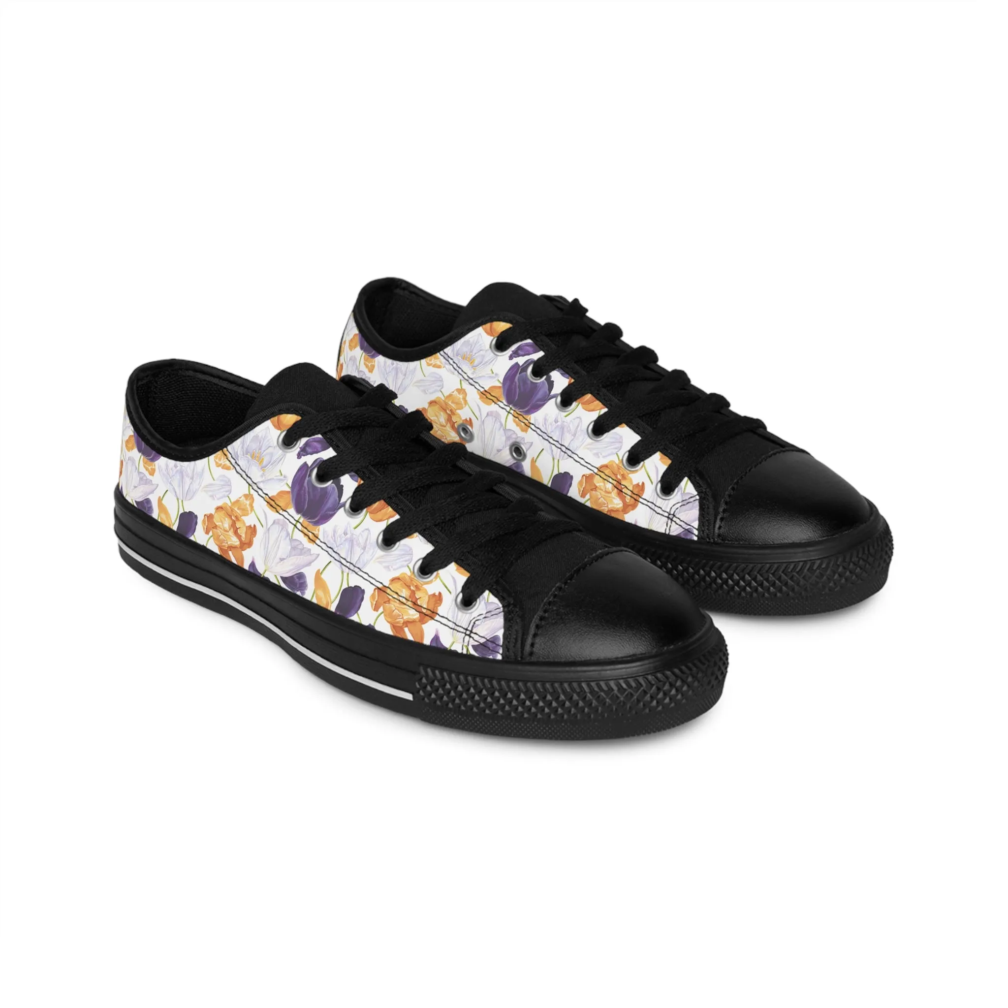 Orange and Purple Tulip Flowers Women's Sneakers
