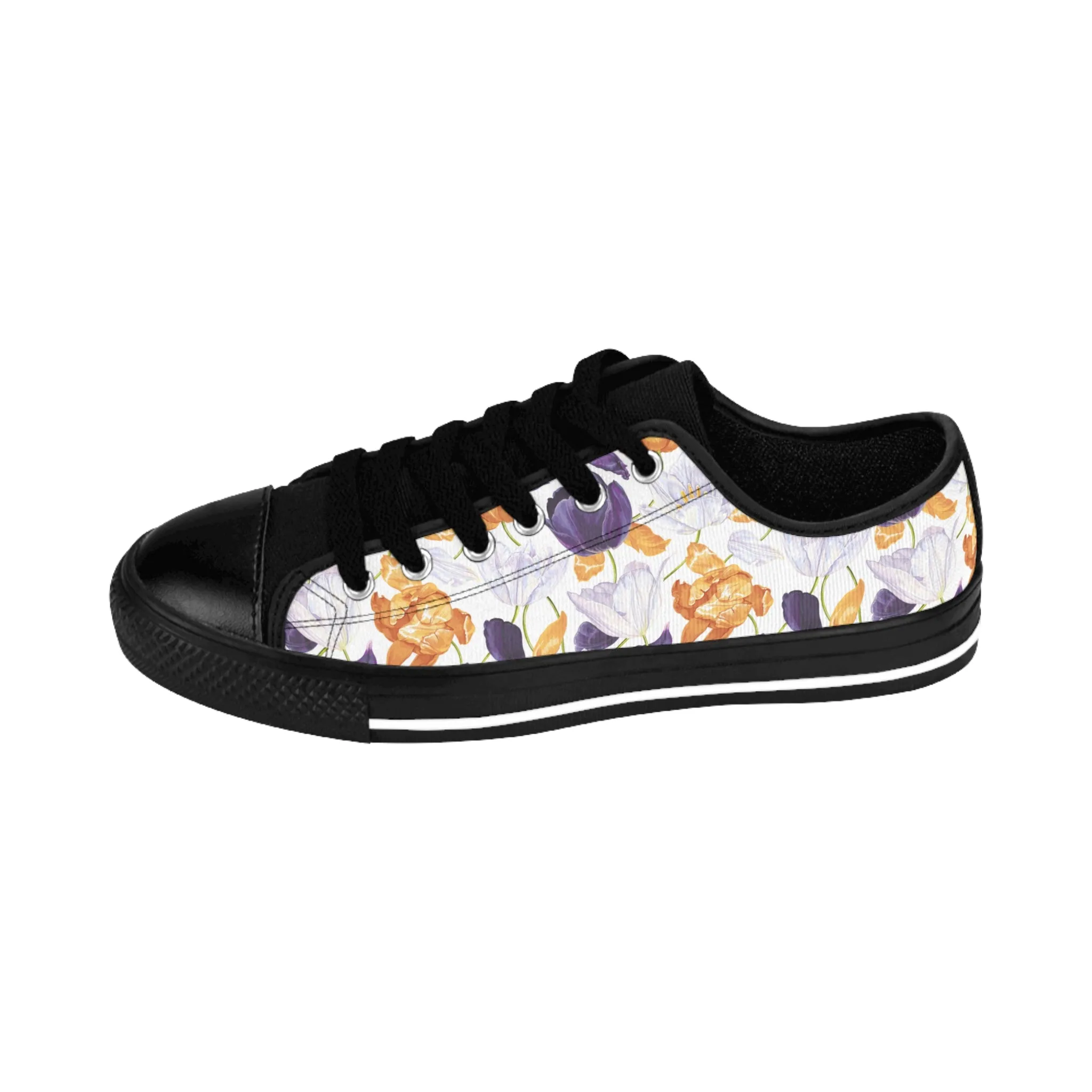 Orange and Purple Tulip Flowers Women's Sneakers