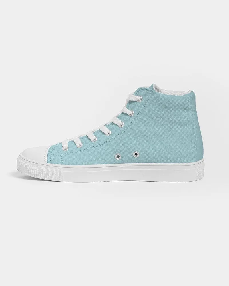 Pale Pastel Warm Cyan Men's High-top Canvas Sneakers | Men's | Bright Pale Pastel Warm Cyan | C30M0Y8K0