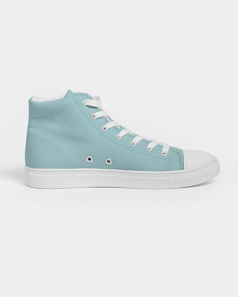 Pale Pastel Warm Cyan Men's High-top Canvas Sneakers | Men's | Bright Pale Pastel Warm Cyan | C30M0Y8K0