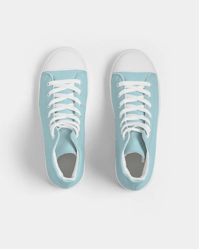 Pale Pastel Warm Cyan Men's High-top Canvas Sneakers | Men's | Bright Pale Pastel Warm Cyan | C30M0Y8K0