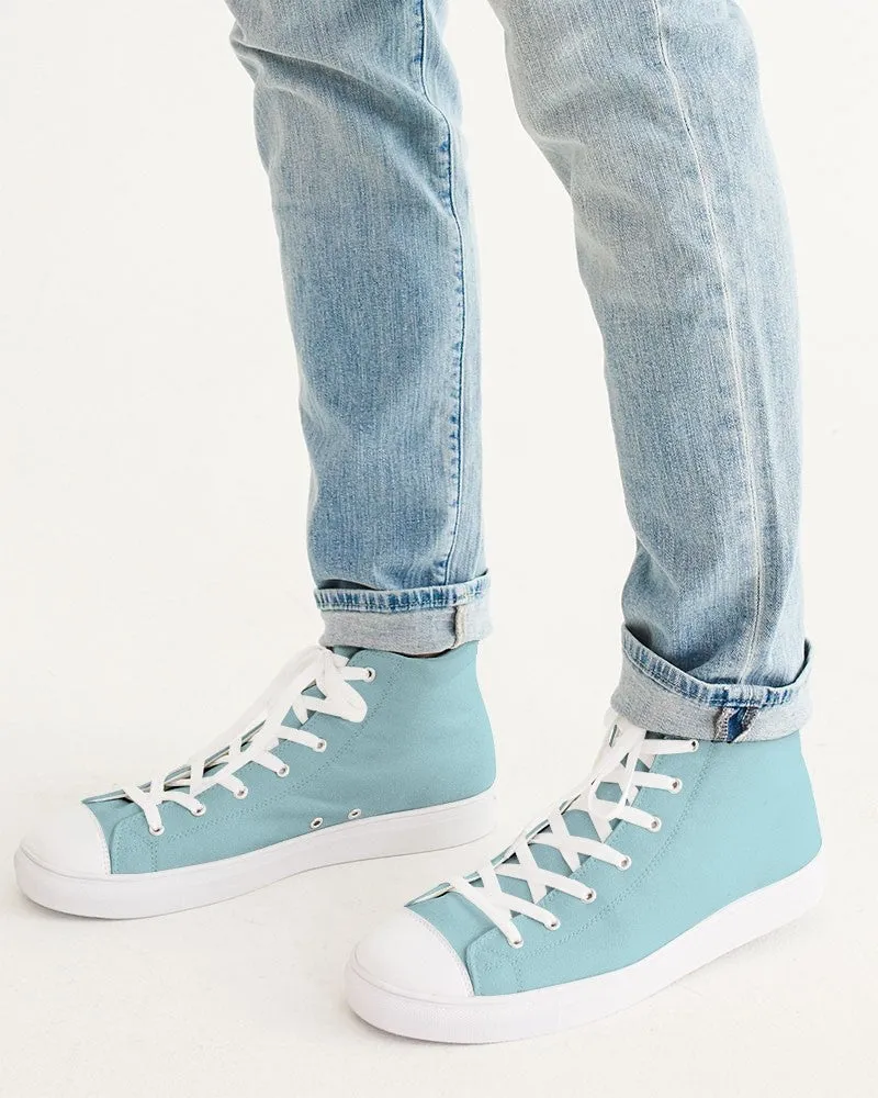 Pale Pastel Warm Cyan Men's High-top Canvas Sneakers | Men's | Bright Pale Pastel Warm Cyan | C30M0Y8K0