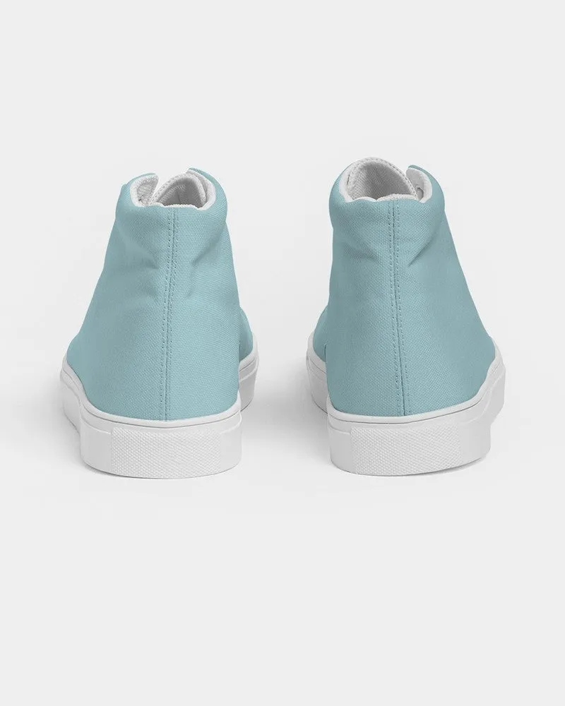 Pale Pastel Warm Cyan Men's High-top Canvas Sneakers | Men's | Bright Pale Pastel Warm Cyan | C30M0Y8K0