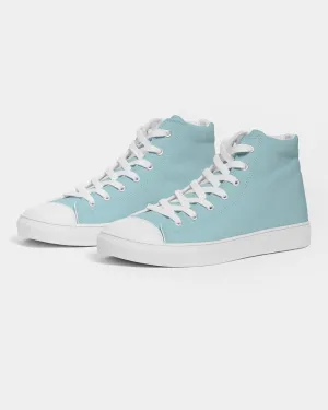 Pale Pastel Warm Cyan Men's High-top Canvas Sneakers | Men's | Bright Pale Pastel Warm Cyan | C30M0Y8K0