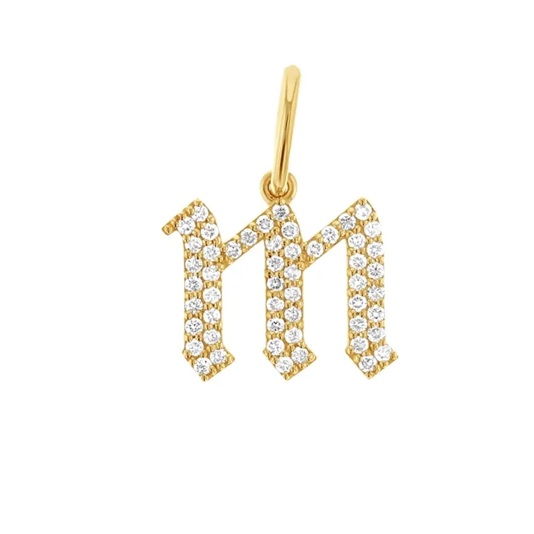 Pave Gothic Letter Charms