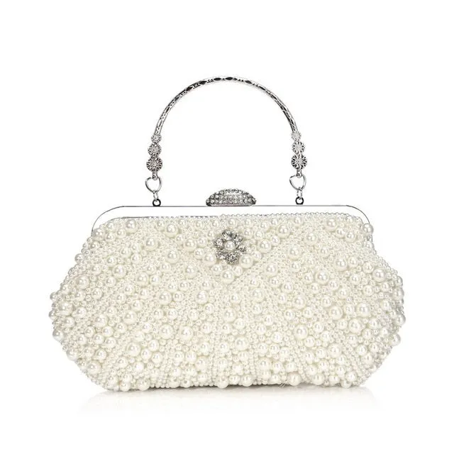 Pearl Beaded Designer Wedding Bridal Evening Purse