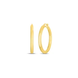 Perfect 18K Yellow Gold Designer Gold Medium Tick Hoop Earrings