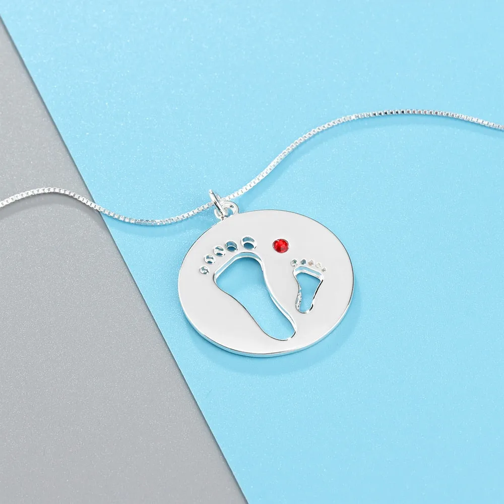Personalized Jewelry Footprint Necklace with Birthstone