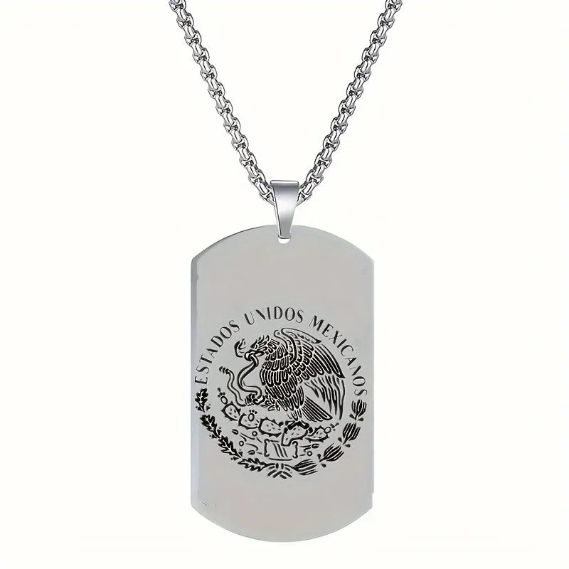 Personalized Mexican Eagle Flag Necklace