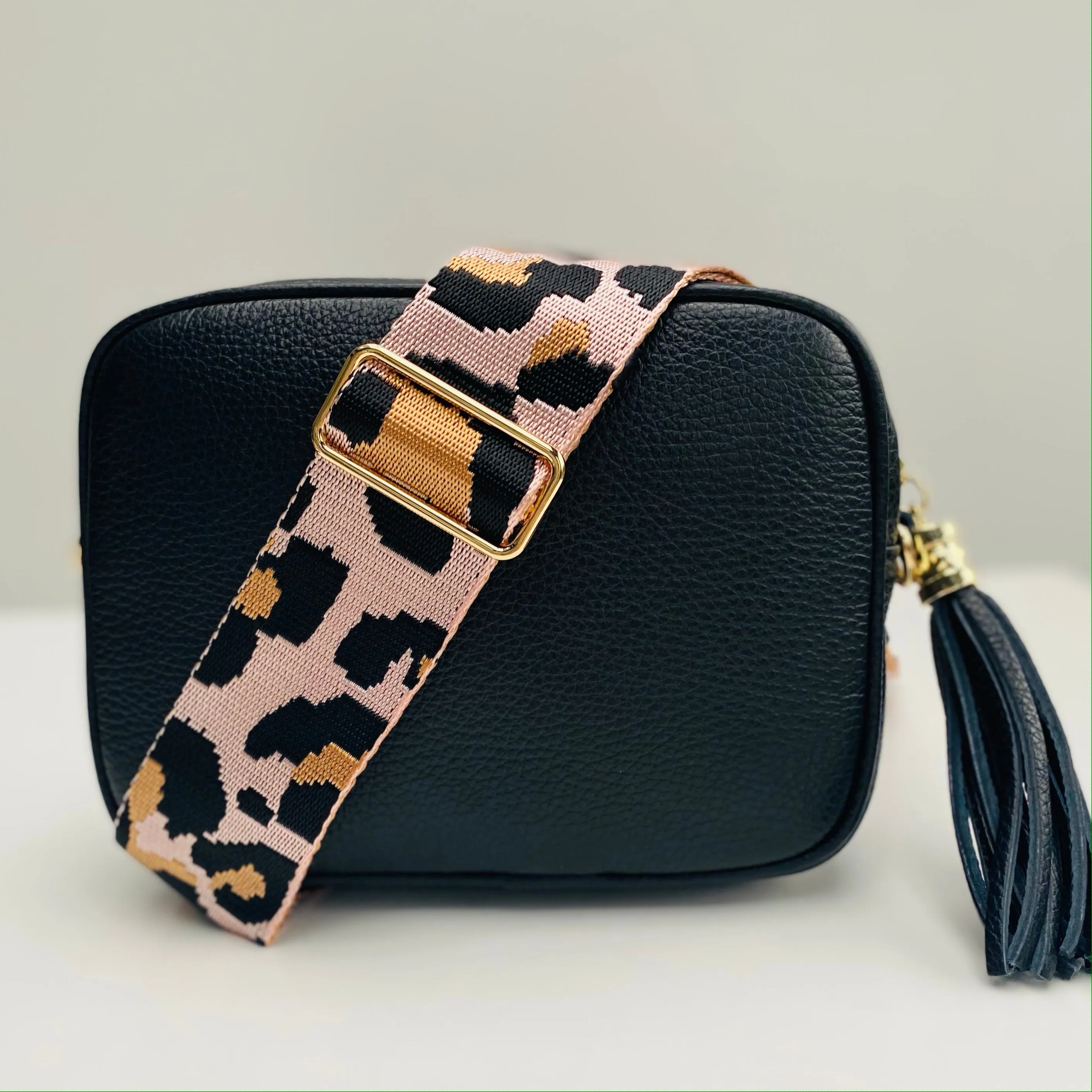 Pink and Camel Animal Print Bag Strap
