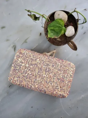 Pink High Heels Handembroidered sequins Clutch