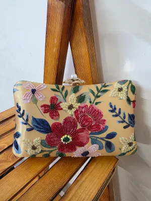 Printed Embroidered clutch bag