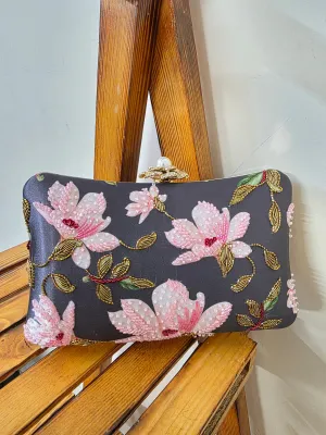 Printed Embroidered clutch bag
