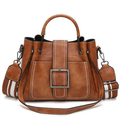 PU Leather Shoulder Bag with Crossbody Strap