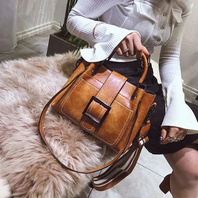 PU Leather Shoulder Bag with Crossbody Strap