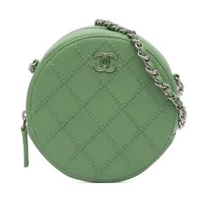 Quilted Lambskin Ultimate Stitch Round Clutch With Chain