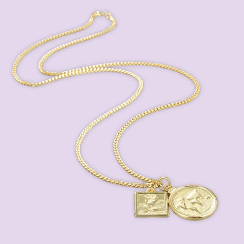 Retro Rose Coin Necklace