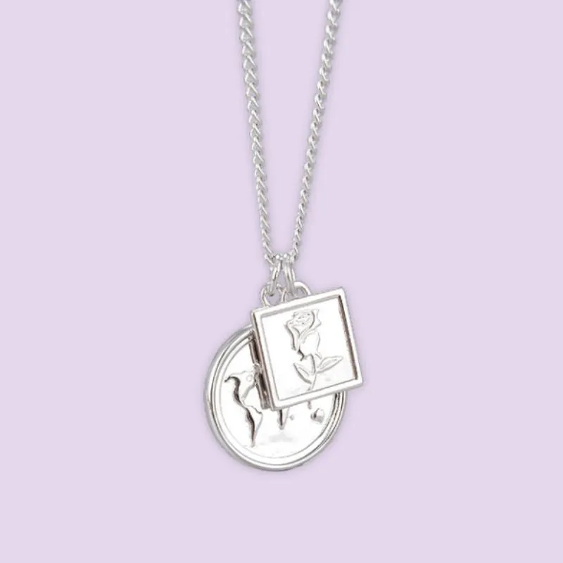 Retro Rose Coin Necklace