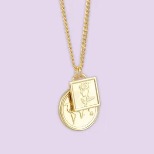 Retro Rose Coin Necklace