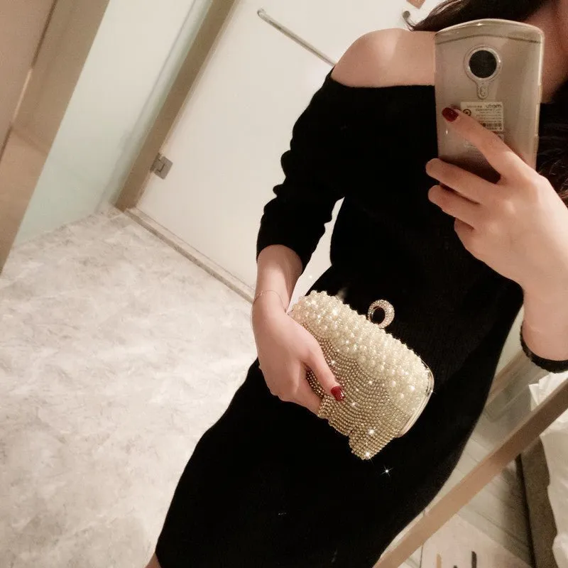 Rhinestone Beaded Tassel Evening Clutch