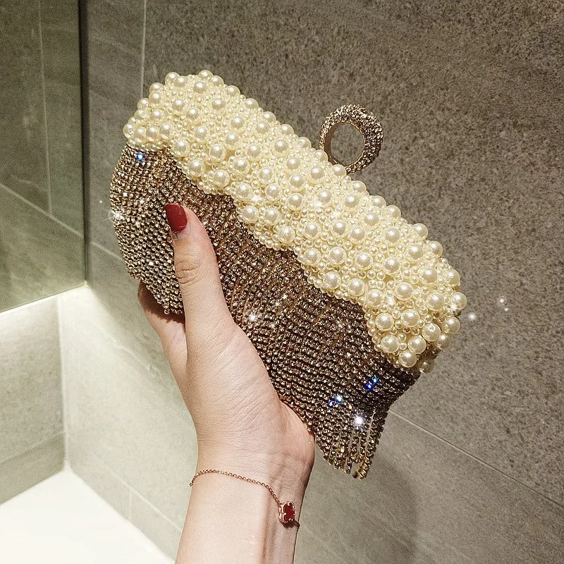 Rhinestone Beaded Tassel Evening Clutch