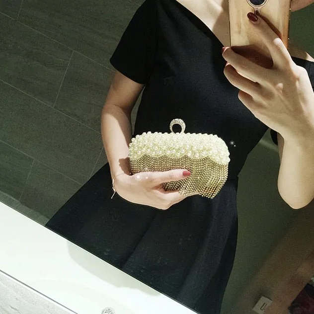 Rhinestone Beaded Tassel Evening Clutch