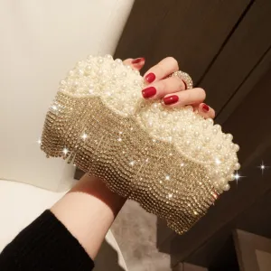 Rhinestone Beaded Tassel Evening Clutch