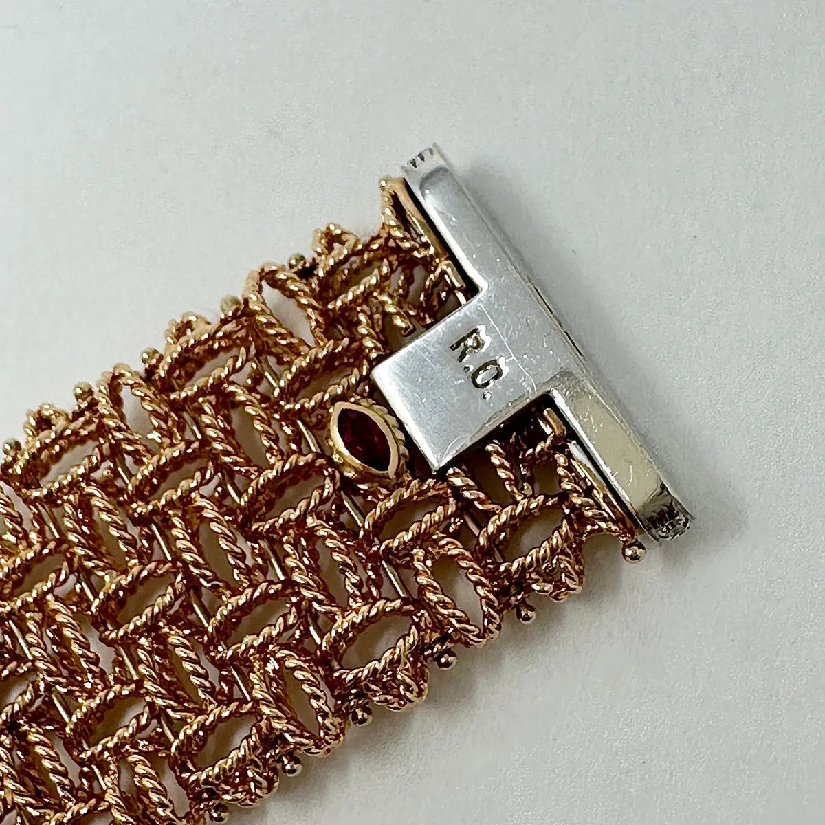 Roberto Coin 18K Rose Gold Mesh Bracelet with 27 Full Cut Diamonds