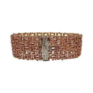 Roberto Coin 18K Rose Gold Mesh Bracelet with 27 Full Cut Diamonds