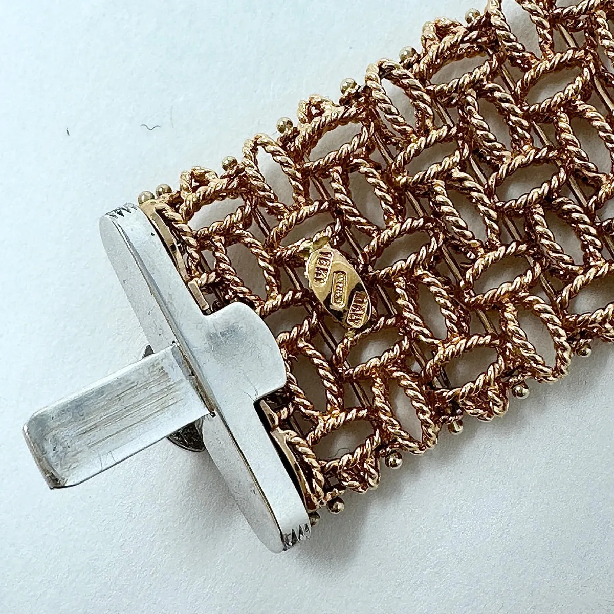 Roberto Coin 18K Rose Gold Mesh Bracelet with 27 Full Cut Diamonds