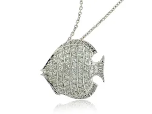 ROBERTO COIN 18K WHITE GOLD 0.25CT SI/G DIAMOND FISH PENDANT FROM THE TINY TREASURES COLLECTION