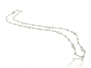 ROBERTO COIN 18K WHITE GOLD 0.28CT SI/G DIAMOND STATION NECKLACE WITH DOGBONE CHAIN FROM THE DIAMOND COLLECTION