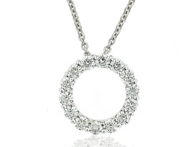 ROBERTO COIN 18K WHITE GOLD 1.25CT SI/G-H DIAMOND CIRCLE PENDANT FROM THE CIRCLE OF LIFE COLLECTION