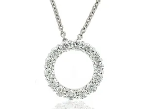 ROBERTO COIN 18K WHITE GOLD 1.25CT SI/G-H DIAMOND CIRCLE PENDANT FROM THE CIRCLE OF LIFE COLLECTION
