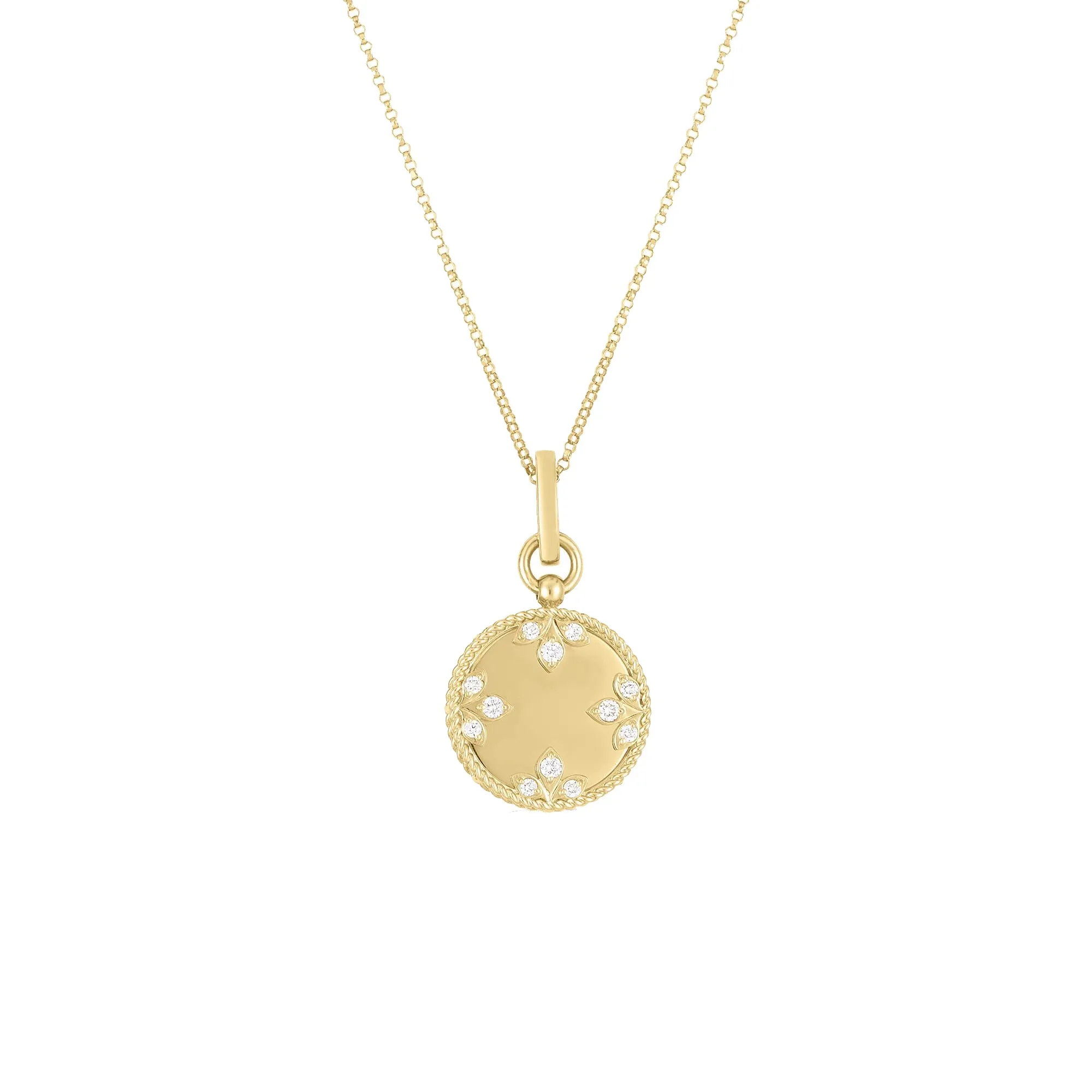Roberto Coin 18K Yellow Gold Small Medallion Diamond Necklace