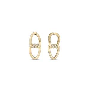 Roberto Coin Cialoma Yellow Gold Small Chain Link Diamond Earrings